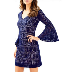 NEW Lilly Pulitzer Nicoline Dress in Scalloped Lace True Navy